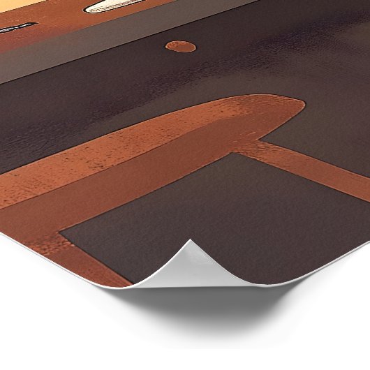 Funny Black Cat and Bird Poster (Ecke)