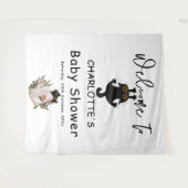 Funny Black Cat and Book Baby Dusche Hintergrund Wandteppich (Vorderseite (Horizontal))