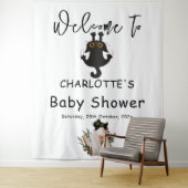 Funny Black Cat and Book Baby Dusche Hintergrund Wandteppich (Beispiel)