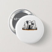 Funny Black Cat and Ghost Halloween Essential T-Sh Button (Vorne & Hinten)