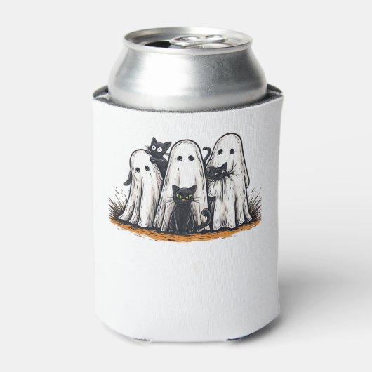 Funny Black Cat and Ghost Halloween Essential T-Sh Dosenkühler (Kanne Vorderseite)