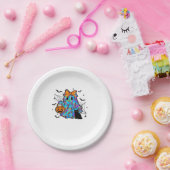 Funny Black Cat and Ghost Halloween Essential T-Sh Pappteller (Party)