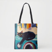 Funny Black Cat and Washing Machine Tasche (Vorderseite)