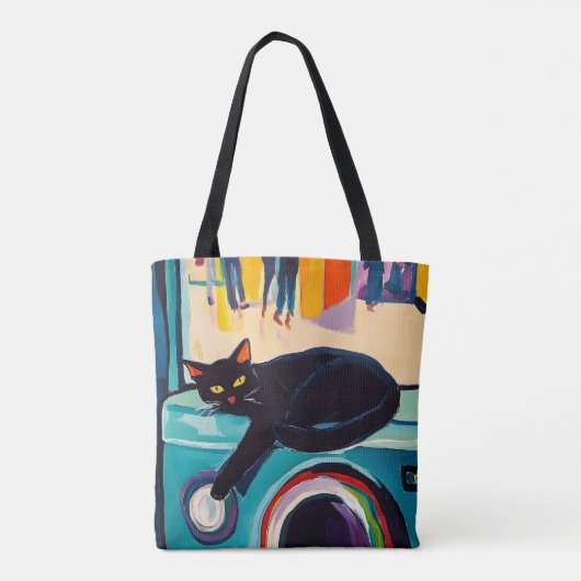Funny Black Cat and Washing Machine Tasche (Rückseite)