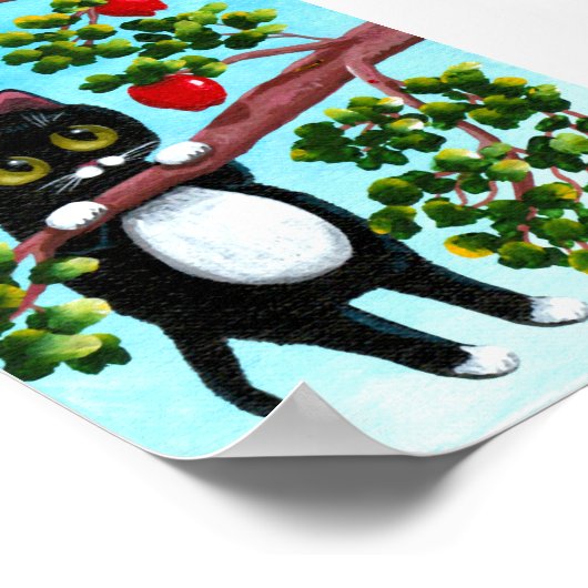 Funny Black Cat Apple Tree Creationarts Poster (Ecke)