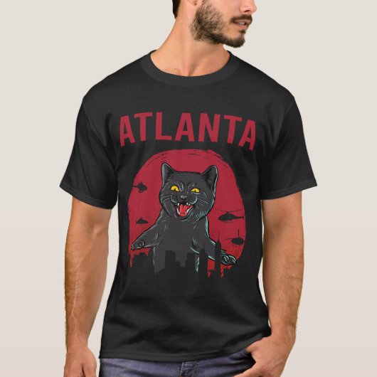 Funny Black Cat Atlanta T-Shirt (Vorderseite)
