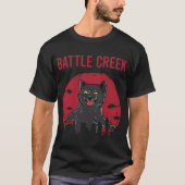 Funny Black Cat Battle Creek T-Shirt (Vorderseite)