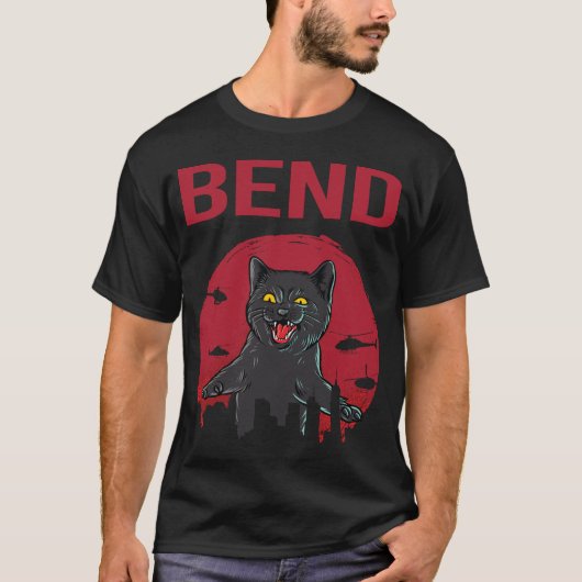 Funny Black Cat Bend T-Shirt (Vorderseite)