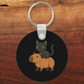 Funny Black Cat Capybara Mama Vater Schlüsselanhänger (Vorderseite)