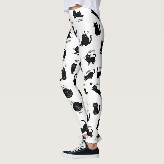 Funny Black Cat Cartoon Pattern Leggings (Links)