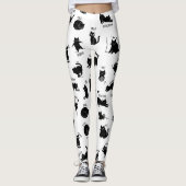 Funny Black Cat Cartoon Pattern Leggings (Vorderseite)