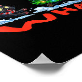 Funny Black Cat Chasing Christmas Tree Over Cat Wh Poster (Ecke)