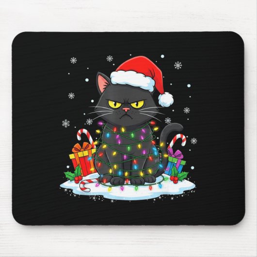 Funny Black Cat Christmas For Men Women Youth Girl Mousepad (Vorne)