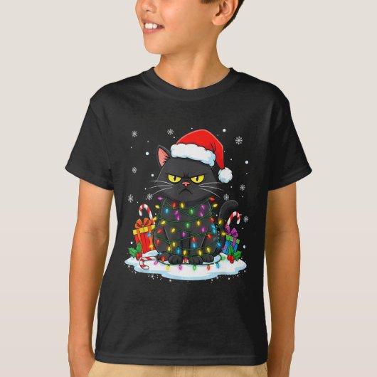 Funny Black Cat Christmas For Men Women Youth Girl T-Shirt (Vorderseite)