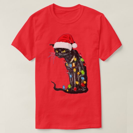 Funny Black Cat Christmas Funny Cat Christmas Liga T-Shirt (Design vorne)
