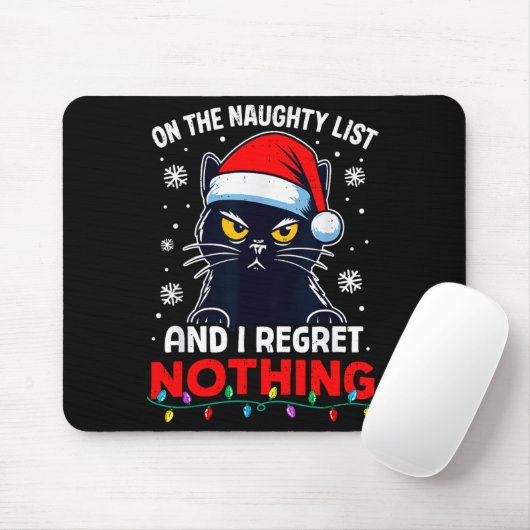 Funny Black Cat Christmas I Regret Nothing Cats Lo Mousepad (Mit Mouse)