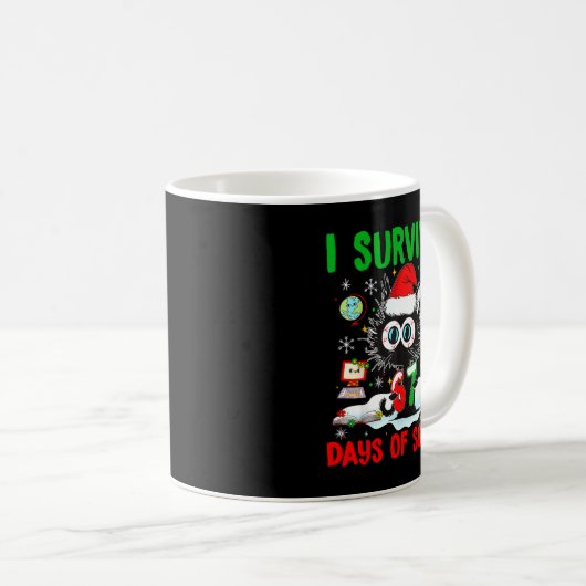 Funny Black Cat Christmas I Survived 67 Days Of Sc Kaffeetasse (VorderseiteRechts)