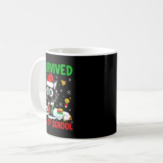 Funny Black Cat Christmas I Survived 67 Days Of Sc Kaffeetasse (Vorderseite Links)