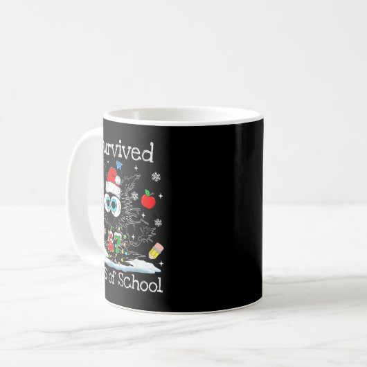 Funny Black Cat Christmas I Survived 67 Days Of Sc Kaffeetasse (Vorderseite Links)