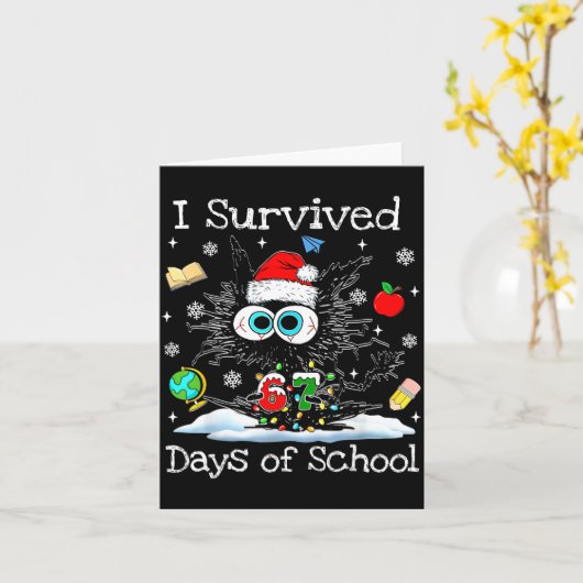 Funny Black Cat Christmas I Survived 67 Days Of Sc Karte (Gelbe Blume)
