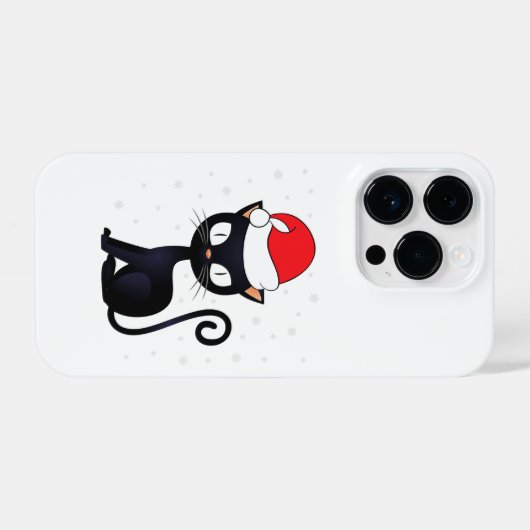 Funny Black Cat Christmas Snowflake Chat Lover iPhone Hülle (Rückseite (Horizontal))