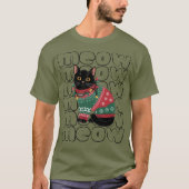 Funny Black Cat Christmas T-Shirt (Vorderseite)