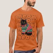 Funny Black Cat Christmas T-Shirt (Vorderseite)