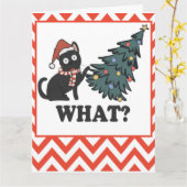 Funny Black Cat Christmas Tree Karte (Gelbe Blume)