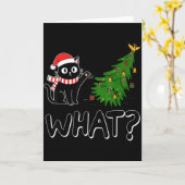 Funny Black Cat Christmas Tree Merry Xmas Humor Ca Karte (Gelbe Blume)