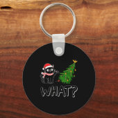 Funny Black Cat Christmas Tree Merry Xmas Humor Ca Schlüsselanhänger (Vorderseite)