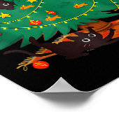 Funny Black Cat Christmas Tree Poster (Ecke)