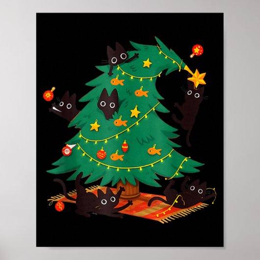 Funny Black Cat Christmas Tree Poster (Vorne)