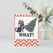 Funny Black Cat Christmas Tree Postkarte (Stehend Vorderseite)