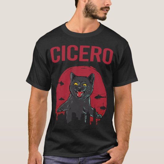 Funny Black Cat Cicero T-Shirt (Vorderseite)