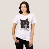 Funny Black Cat Coffee T-Shirt – Too Late to Sleep Tri-Blend Shirt (Vorderseite voll)