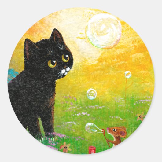 Funny Black Cat Creationarts Sticker (Vorderseite)
