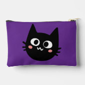 Funny Black Cat Custom Lila Zubehörtasche (Rückseite)