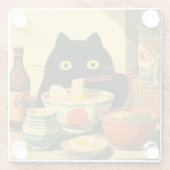 Funny Black Cat Eating Ramen Glasuntersetzer (Rückseite)