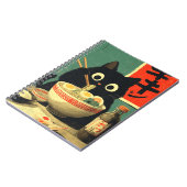 Funny Black Cat Eating Ramen Notizblock (Linke Seite)