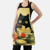 Funny Black Cat Eating Ramen Schürze (InSitu)