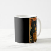 Funny Black Cat Eating Tacos Retro Japanese Kaffeetasse (VorderseiteRechts)