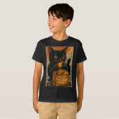Funny Black Cat Eating Tacos Retro Japanese  T-Shirt (Vorne ganz)