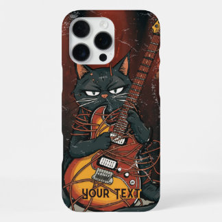 Funny Black Cat Electric Guitar Player Gift iPhone 16 Pro Max Hülle