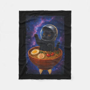 Funny Black Cat Fliegen Ein Ramen Bowl Astronau Fleecedecke