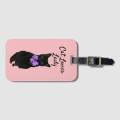 Funny Black Cat Foto Pink Custom Gepäckanhänger (Vorderseite (Horizontal))
