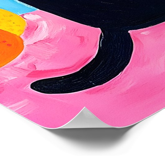 Funny Black Cat Fresh Fruit and Sea Poster (Ecke)