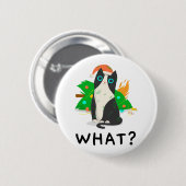 Funny Black Cat , Frohe Weihnachtskatze Premium Button (Vorne & Hinten)