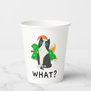 Funny Black Cat , Frohe Weihnachtskatze Premium Pappbecher