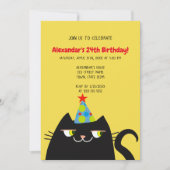 Funny Black Cat Geburtstagsparty Einladung (Vorderseite)