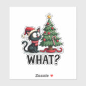 Funny Black Cat Geschenk Pushing Weihnachtsbaum üb Aufkleber (Blatt)